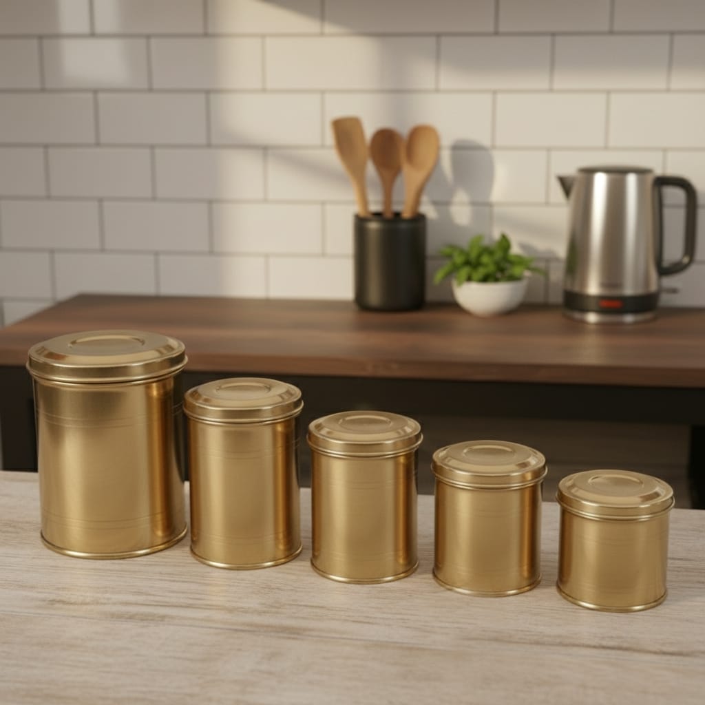 RA/020-1-3 | Vintage Brass Cylindrical Shape Airtight Storage Box