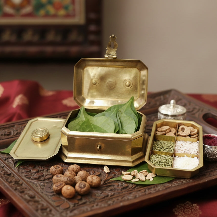 BN/06 - Rare Vintage Pure Brass Paan daan - Betel Nut Supari Box | KITCHENWARE | UTENSILS | HOME APPLIANCES