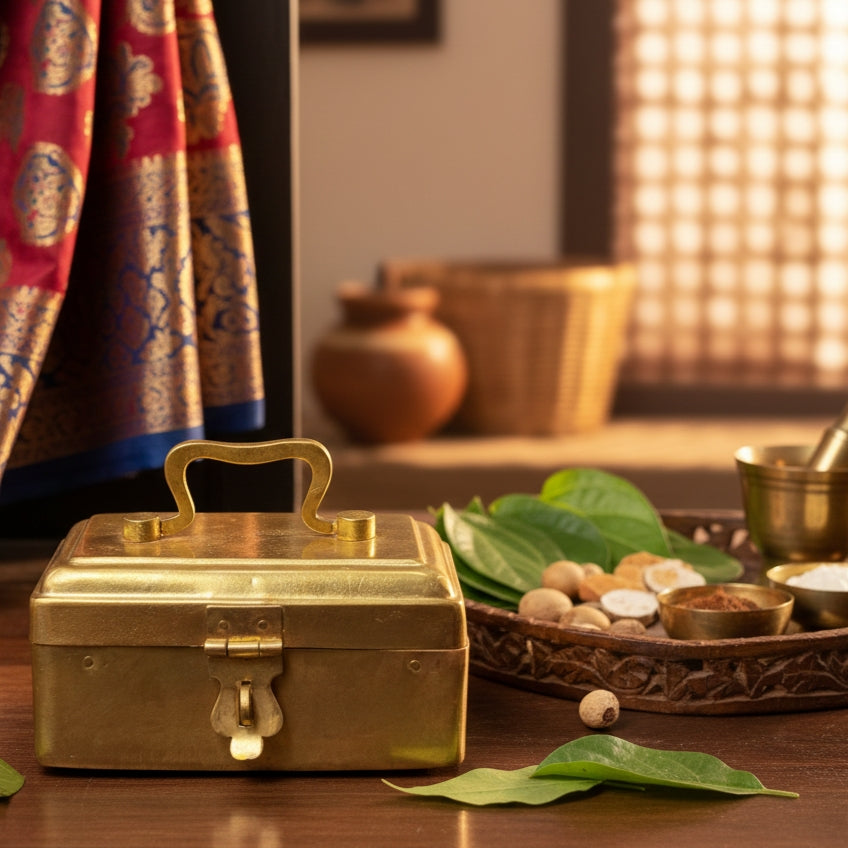 RA/063A | Rare Vintage Brass Paan daan - Betel Nut Supari Box