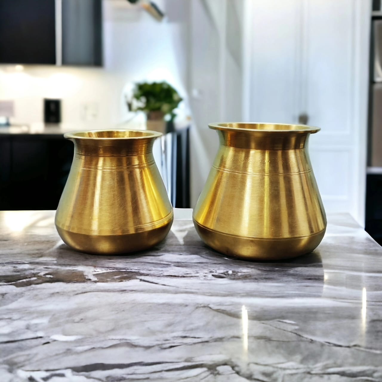 ORIGINAL ANTIQUE: AT/010 - SET OF 2 Vintage Pure Brass Beautiful Shape Kalash | Tumbler | Glasses | KITCHENWARE | UTENSILS | HOME APPLIANCES