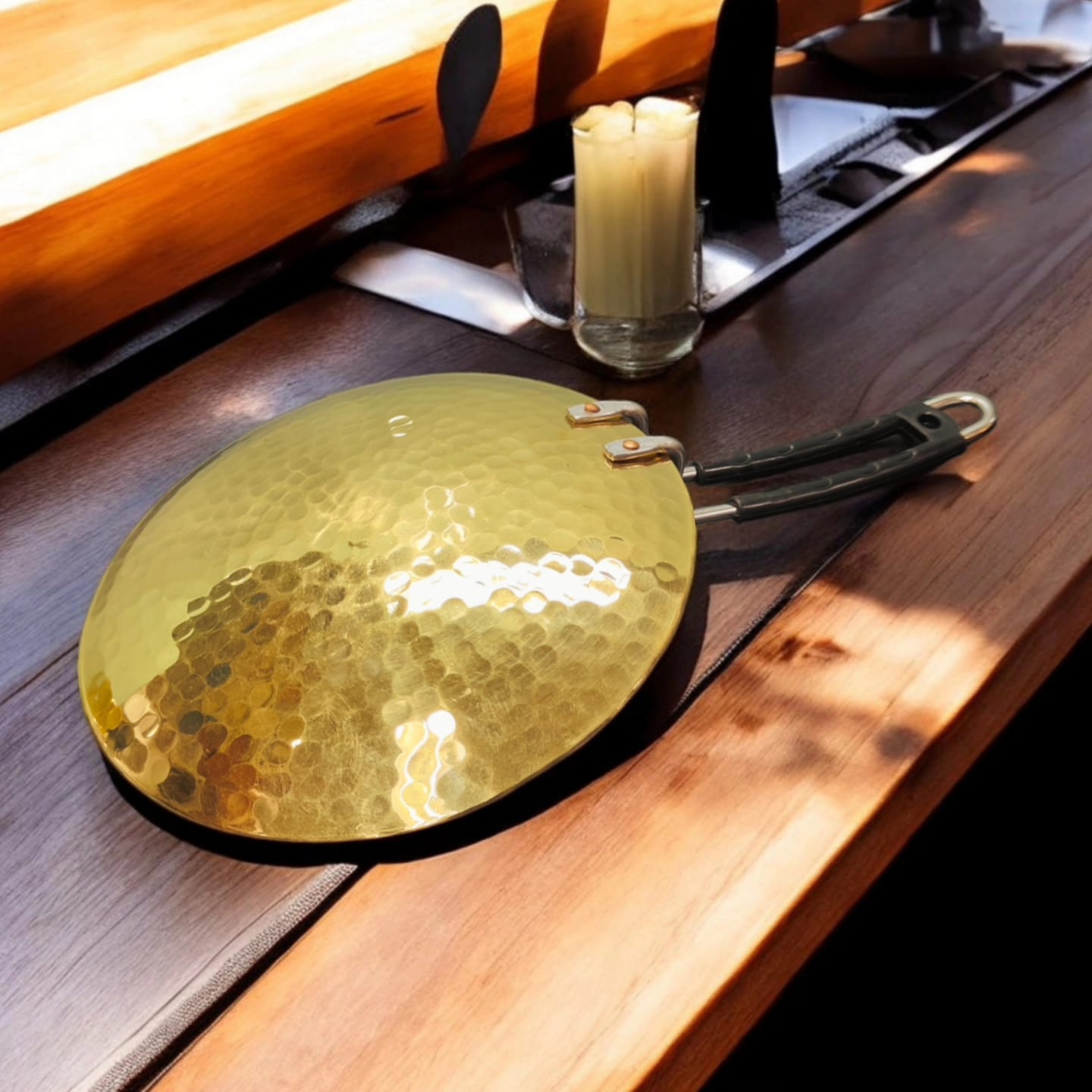 BRAND NEW: NW/037 - 100% Pure Brass Hammered Multipurpose Frying Pan | Roti Tawa | KITCHENWARE | UTENSILS | HOME APPLIANCES