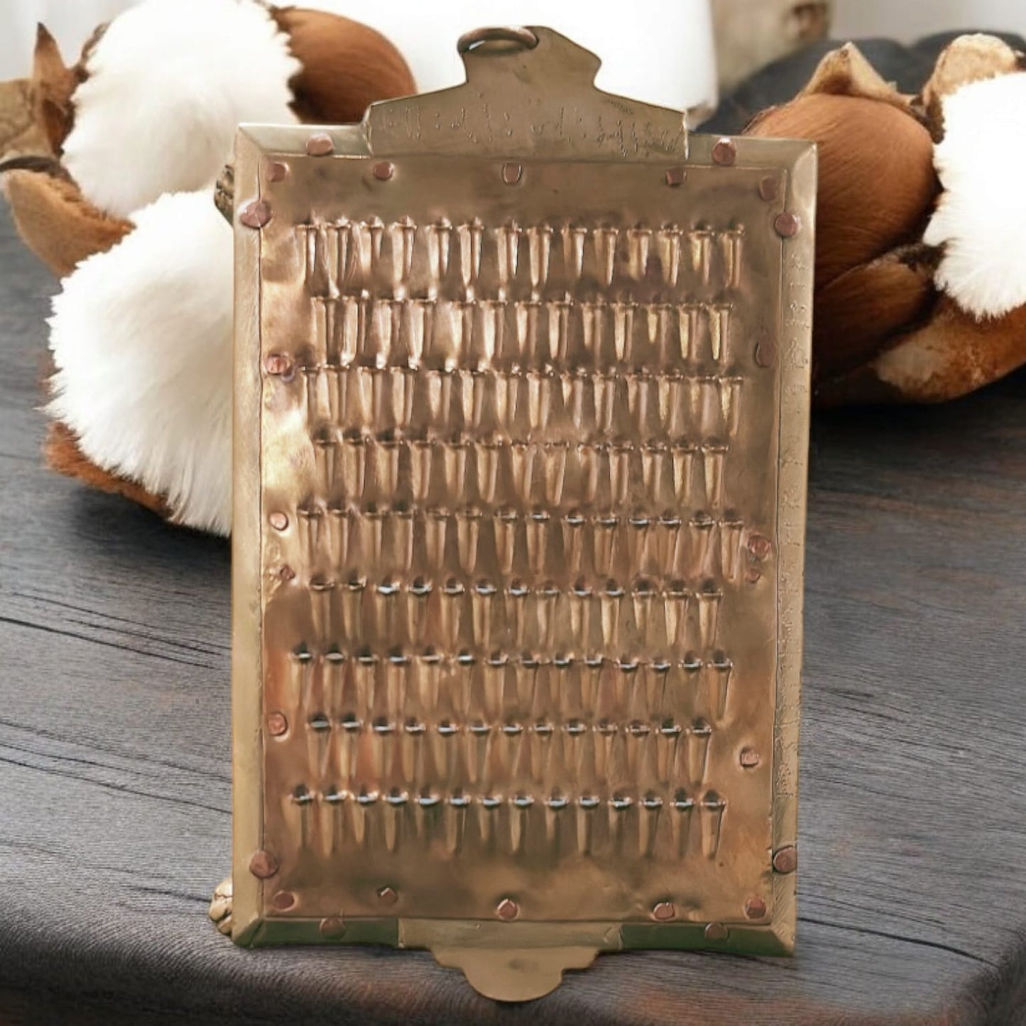 ORIGINAL ANTIQUE: AT/105 - Vintage Brass Grater | Scraper with Legs traditionally known as "Khisni" | KITCHENWARE | UTENSILS | HOME APPLIANCES