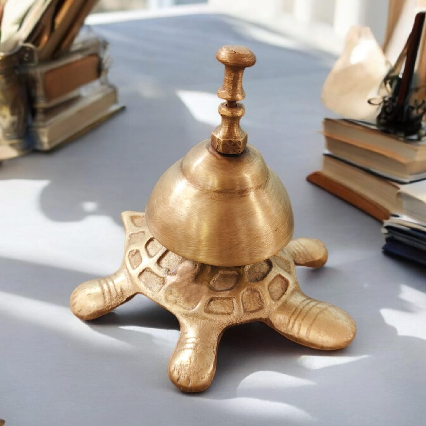 ORIGINAL ANTIQUE: AT/059 - Vintage Pure Brass Tortoise Shape Table Bell | KITCHENWARE | UTENSILS | HOME APPLIANCES