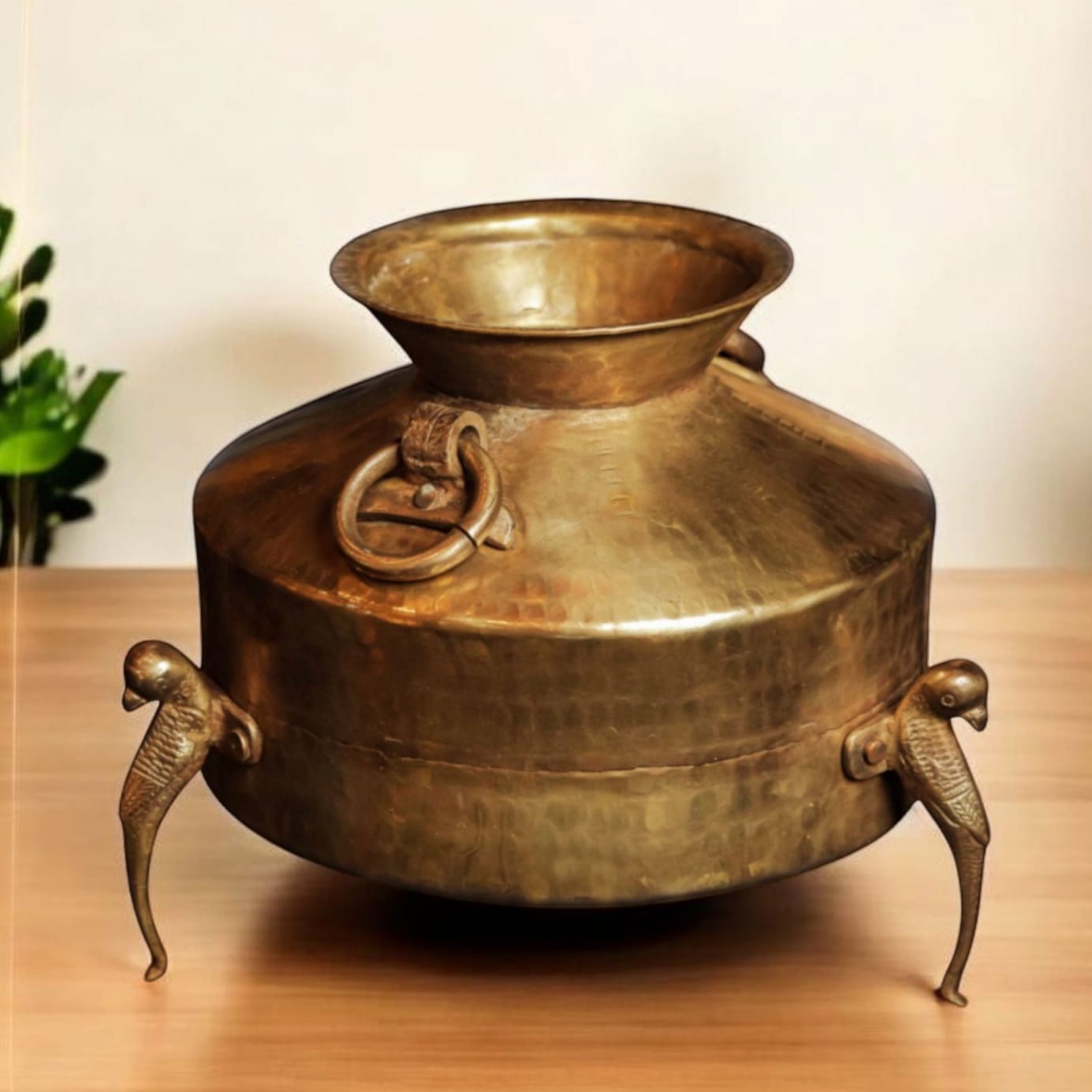PPL/09 - Vintage Rare Pure Brass Very Beautiful Shape Big Size Water Pot on Parrot Legs with Handles | KITCHENWARE | UTENSILS | HOME APPLIANCES