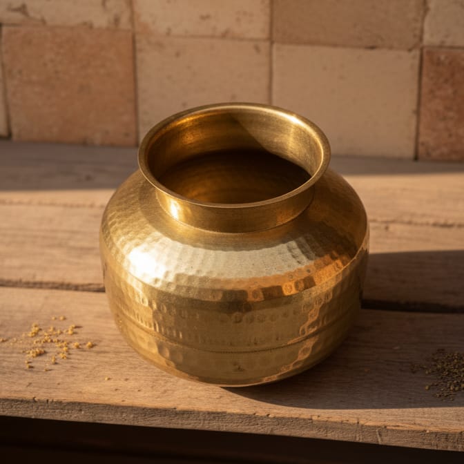 WP/05 - Rare Vintage 100% Pure Brass Beautifully Hammered Very Unique Shape Storage Pot | Vase | Planter | KITCHENWARE | UTENSILS | HOME APPLIANCES