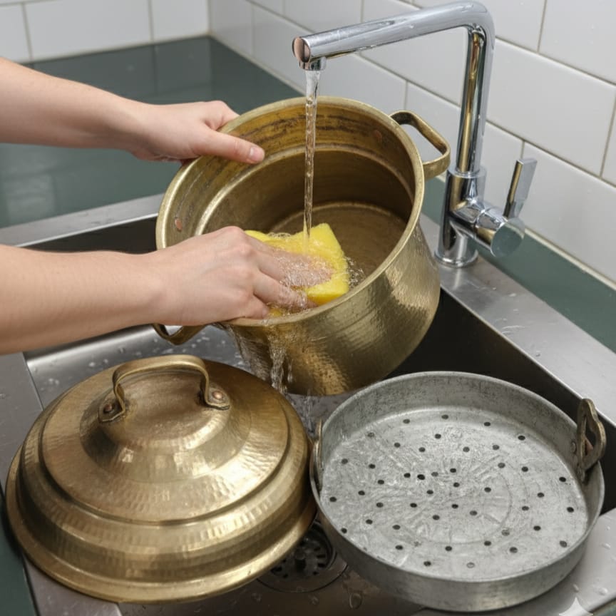 CU/08 - Vintage Rare Pure Brass Beautifully Hammered Unique Shape Traditional Modak Patra - Original Antique Steamer Vessel | KITCHENWARE | UTENSILS | HOME APPLIANCES