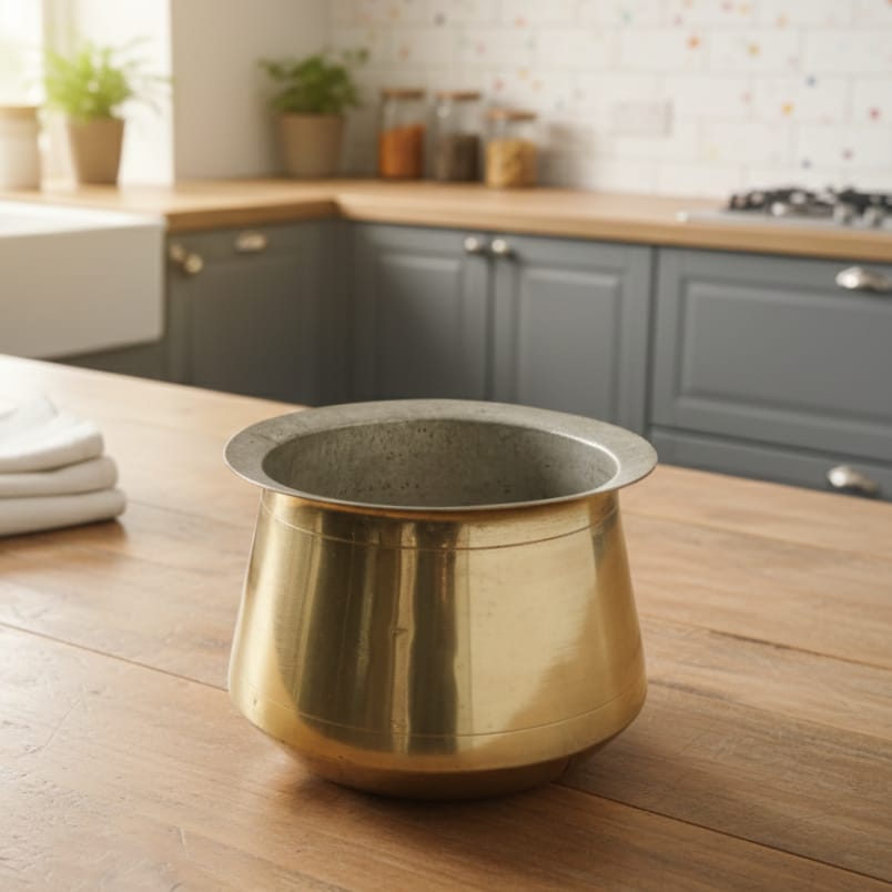 ORIGINAL ANTIQUE: AT/150 - Vintage Pure Brass Cooking Vessel | KITCHENWARE | UTENSILS | HOME APPLIANCES