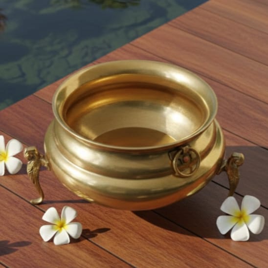 PPL/13 - Rare Vintage 100% Pure Brass Very Beautiful Shape Big Size Urli | Pot | Vase | Planter on Parrot Legs | KITCHENWARE | UTENSILS | HOME APPLIANCES