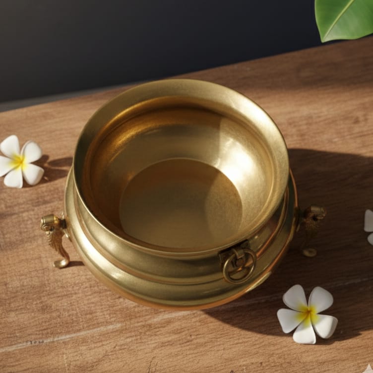 PPL/08 - Rare Vintage 100% Pure Brass Very Beautiful Shape Big Size Urli | Pot | Vase | Planter on Parrot Legs | KITCHENWARE | UTENSILS | HOME APPLIANCES