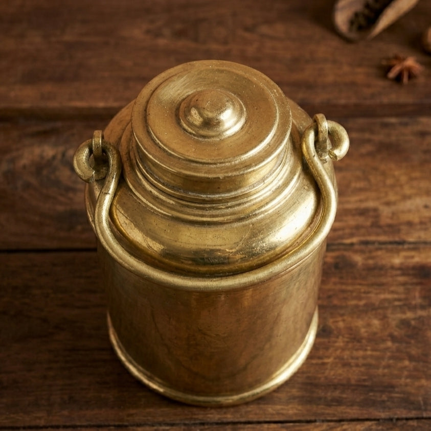 RA/357 | 100% Pure Brass Rare Vintage Milk / Ghee / Oil Barni | Jar | Canister