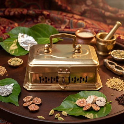 RA/042A | Rare Vintage Pure Brass Paan daan - Betel Nut Supari Box
