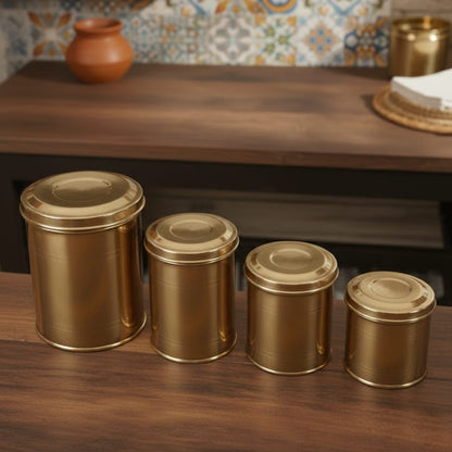 CSB/05 - Vintage Brass Cylindrical Shape Airtight Storage Box | KITCHENWARE | UTENSILS | HOME APPLIANCES