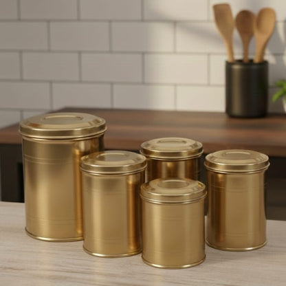 CSB/05 - Vintage Brass Cylindrical Shape Airtight Storage Box | KITCHENWARE | UTENSILS | HOME APPLIANCES