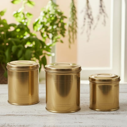 CSB/05 - Vintage Brass Cylindrical Shape Airtight Storage Box | KITCHENWARE | UTENSILS | HOME APPLIANCES