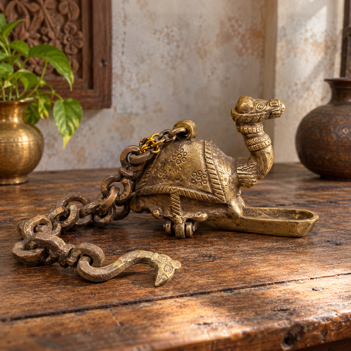Antique Brass Camel Hanging Diya - Merchant Antiques