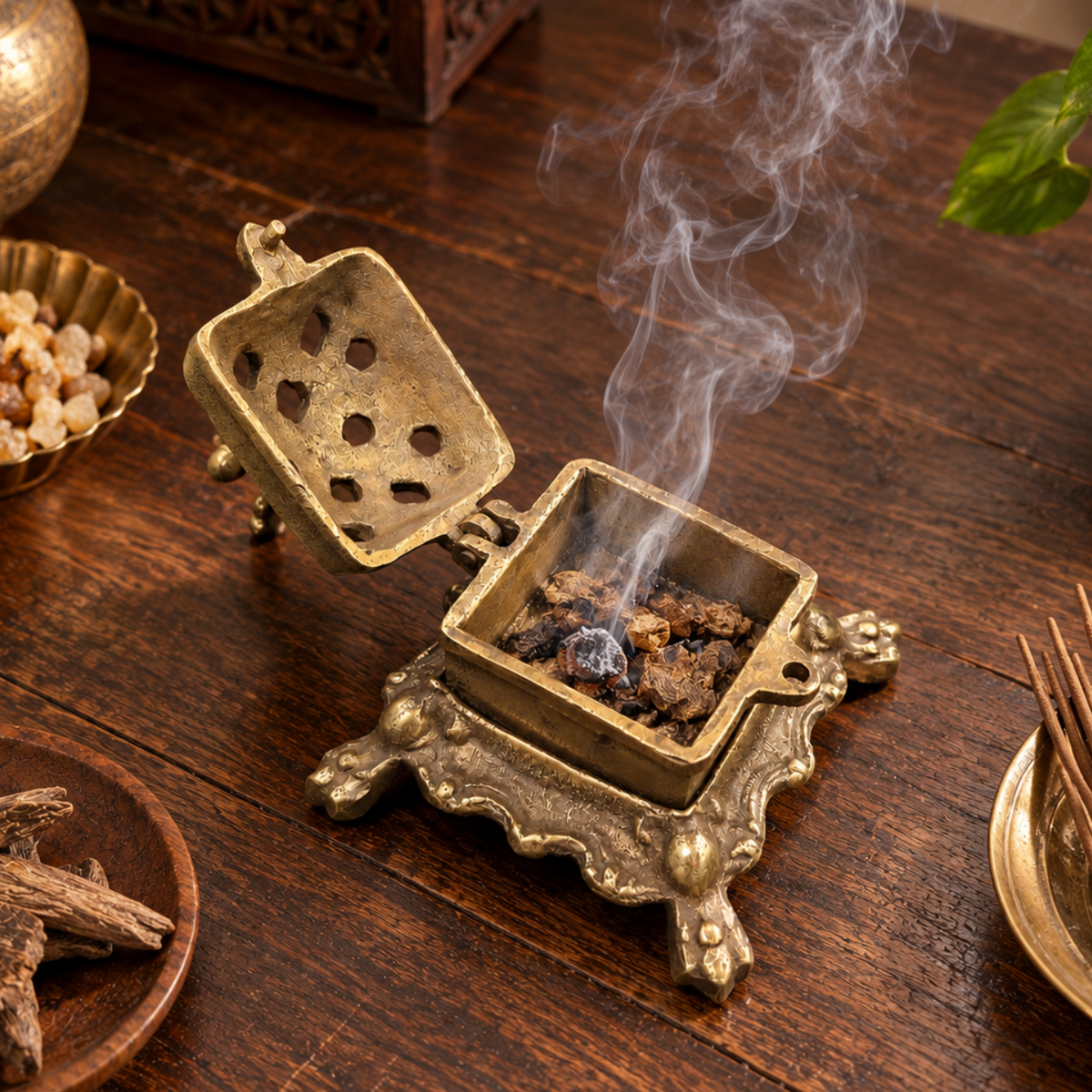 Antique Brass Twin Bird Incense Burner - Merchant Antiques