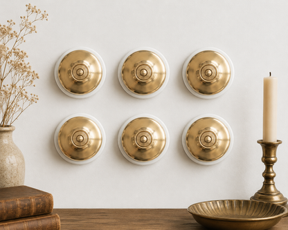 SW/29 | Set of 6 Vintage Brass Toggle Light Switches | White Ceramic Wall Switches | Heritage Brass Collection | Classic Series | Luxury Electrical Hardware