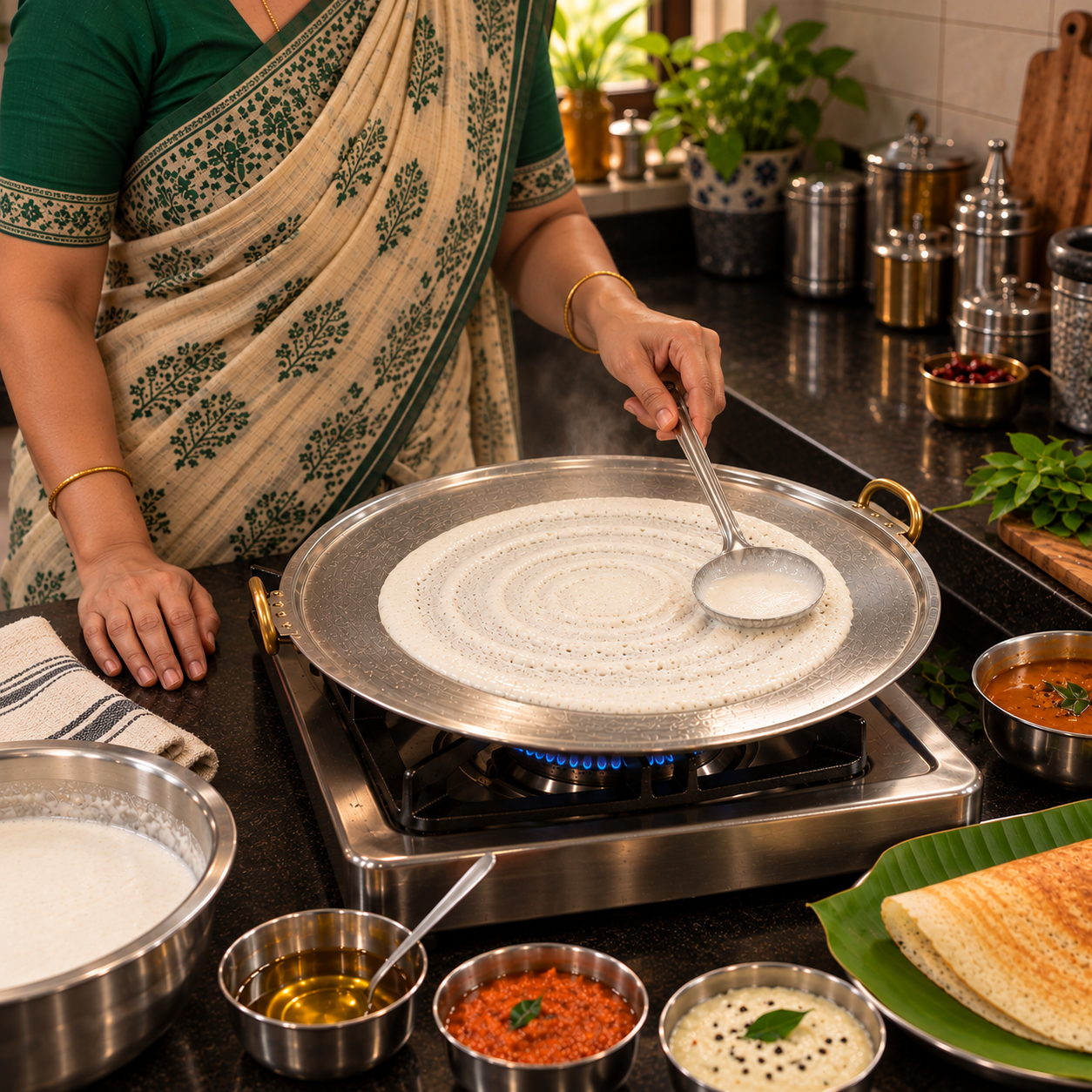 Brand New Pure Brass/Pital Dosa Tawa with Kalai – Traditional Indian Cooking Griddle