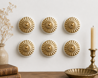 SW/29 | Set of 6 Vintage Brass Toggle Light Switches | White Ceramic Wall Switches | Heritage Brass Collection | Classic Series | Luxury Electrical Hardware
