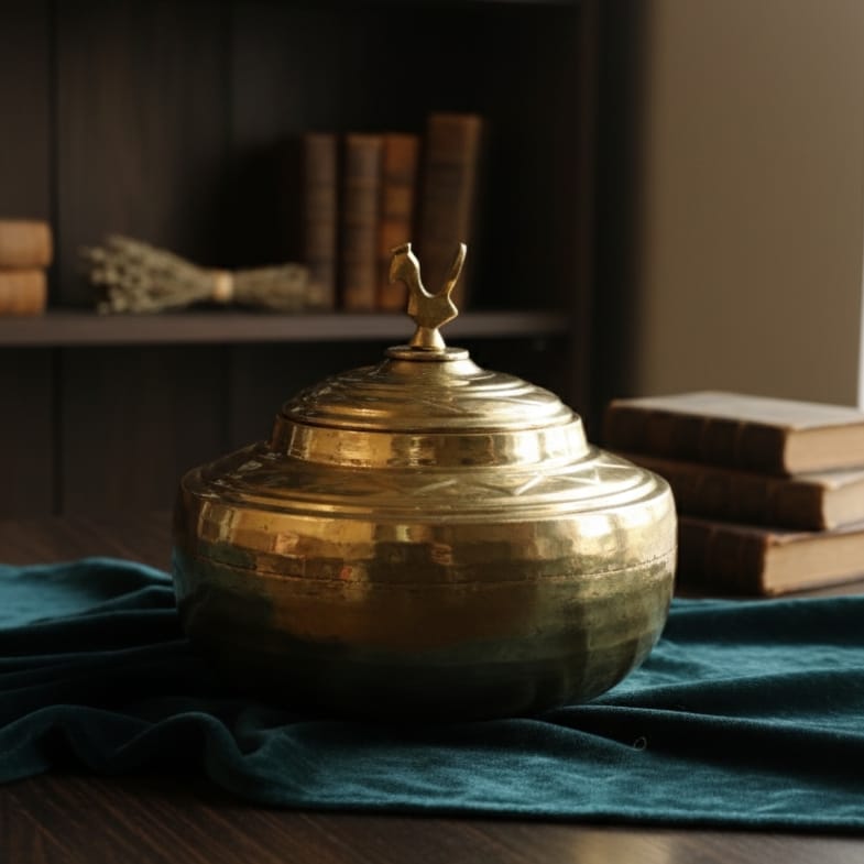 Vintage Rare Pure Brass/Pital Beautiful Shape Grain | Rice | Chapati | Multi Purpose Pot | Storage Box (Antiques)