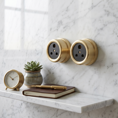 SW/23 | Vintage Style Brass Power Sockets | Solid Brass Wall Sockets | Heritage Brass Collection | 220V 6A | Luxury Electrical Hardware