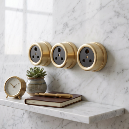 SW/23 | Vintage Style Brass Power Sockets | Solid Brass Wall Sockets | Heritage Brass Collection | 220V 6A | Luxury Electrical Hardware