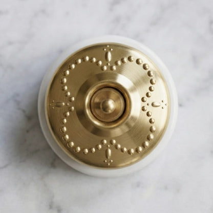 SW/05 | Vintage Style Brass/Pital Toggle Light Switch & Socket Set | White Ceramic Base | Classic Series Embossed | 220V 6A | Heritage Electrical Hardware