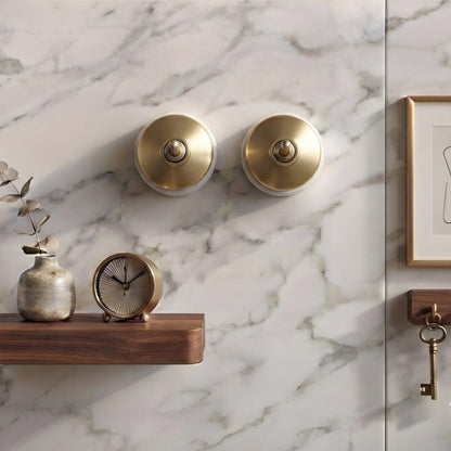 Vintage Style Brass/Pital Toggle Light Switch Set | White Ceramic Base | Classic Series Plain Retro | 220V 6A | Heritage Electrical Hardware