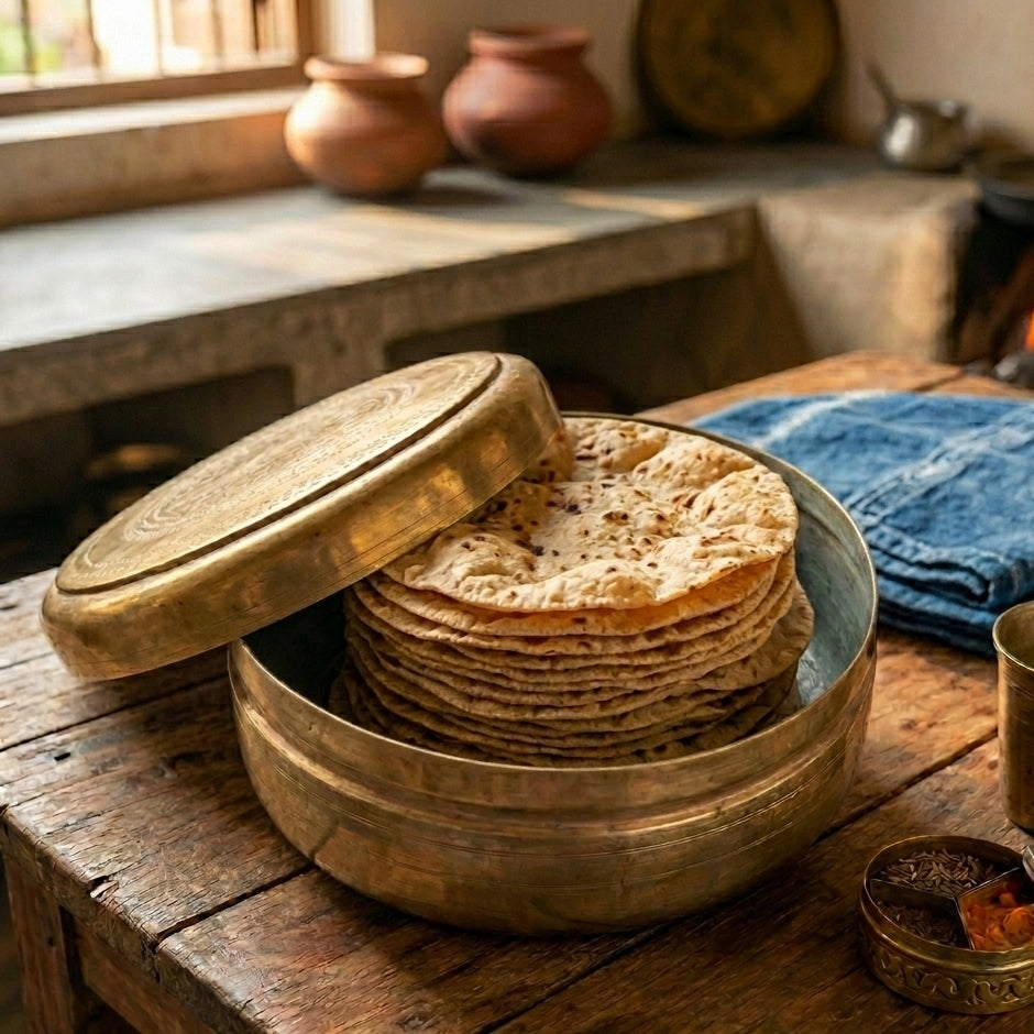 RA/201 | Vintage Brass/Pital Very Beautifully Engraved Roti Dabba | Chapati Box (Antiques)