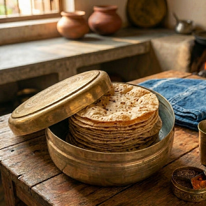 RA/201 | Vintage Brass/Pital Very Beautifully Engraved Roti Dabba | Chapati Box (Antiques)