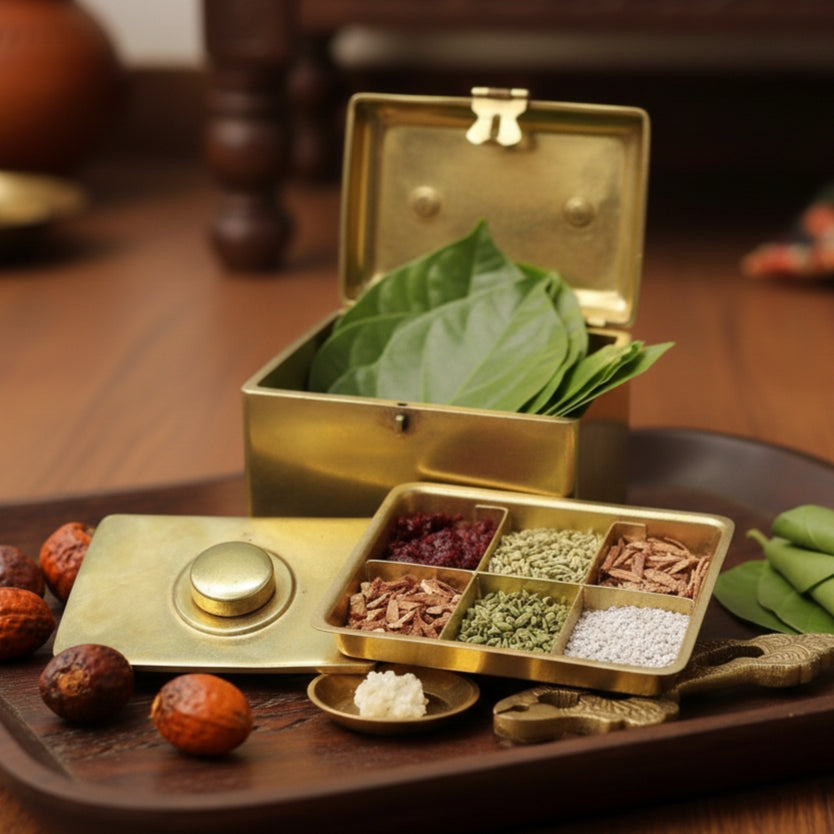 BN/08 - Rare Vintage Brass Paan daan - Betel Nut Supari Box | KITCHENWARE | UTENSILS | HOME APPLIANCES