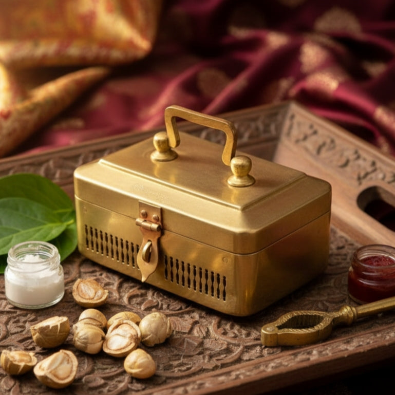BN/09A - Rare Vintage Brass Paan daan - Betel Nut Supari Box | KITCHENWARE | UTENSILS | HOME APPLIANCES