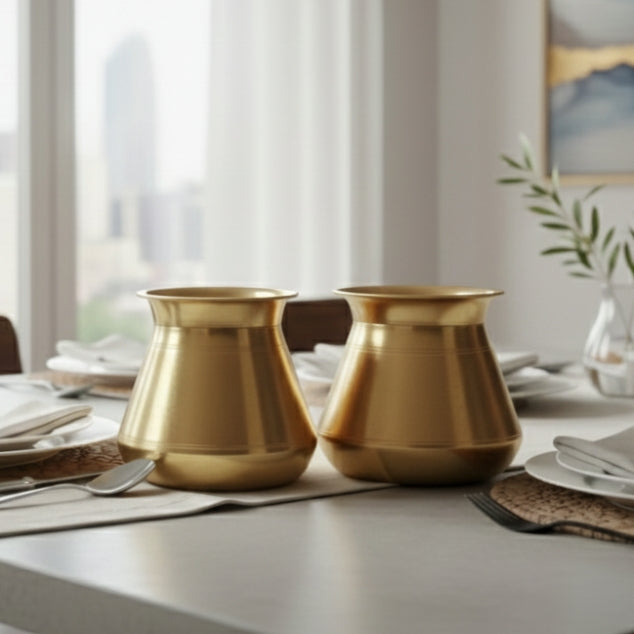 CP/02 - SET OF 2 Vintage Pure Brass Beautiful Shape Kalash | Tumbler | Glasses | KITCHENWARE | UTENSILS | HOME APPLIANCES