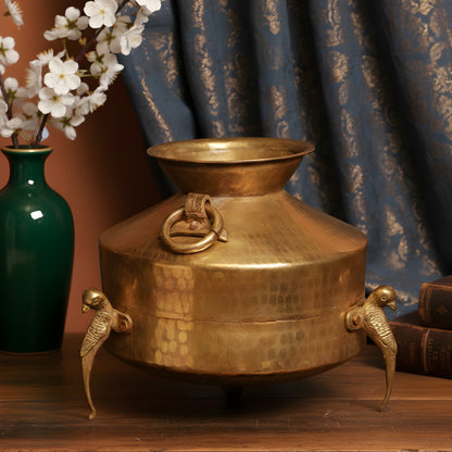 RA/048 | Vintage Rare Pure Brass Very Beautiful Shape Water Pot on Parrot Legs with Handles