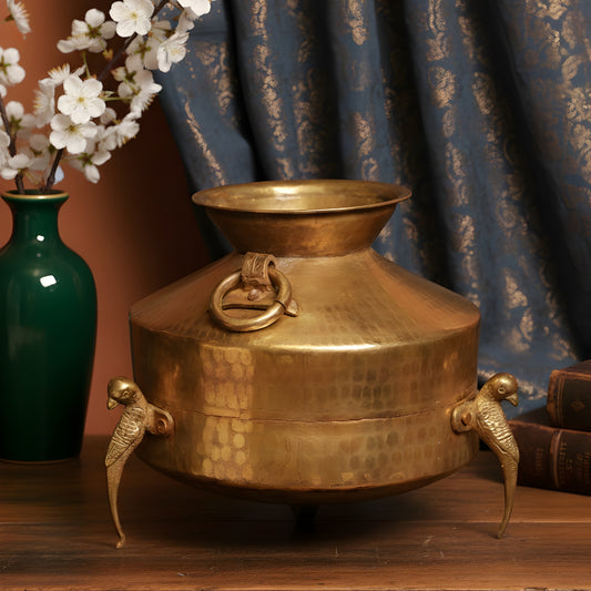 PPL/07 - Vintage Rare Pure Brass Very Beautiful Shape Water Pot on Parrot Legs with Handles | KITCHENWARE | UTENSILS | HOME APPLIANCES