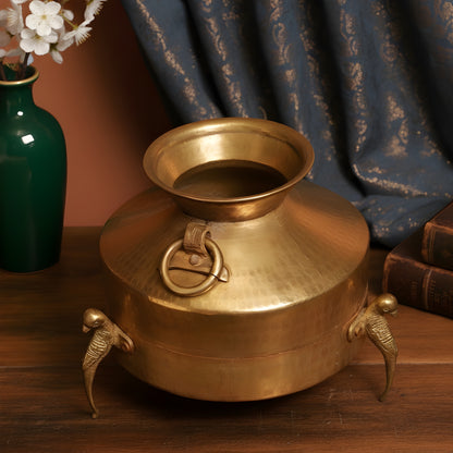 RA/048 | Vintage Rare Pure Brass Very Beautiful Shape Water Pot on Parrot Legs with Handles