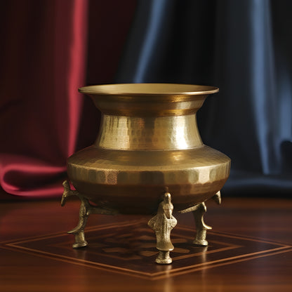 RA/179 | Rare Vintage Unique Shape Pure Brass Lota on Legs