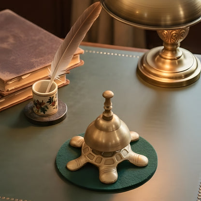 RA/025-1 | Vintage Pure Brass Table Bell – Beautifully Engraved / Plain / Tortoise Shape