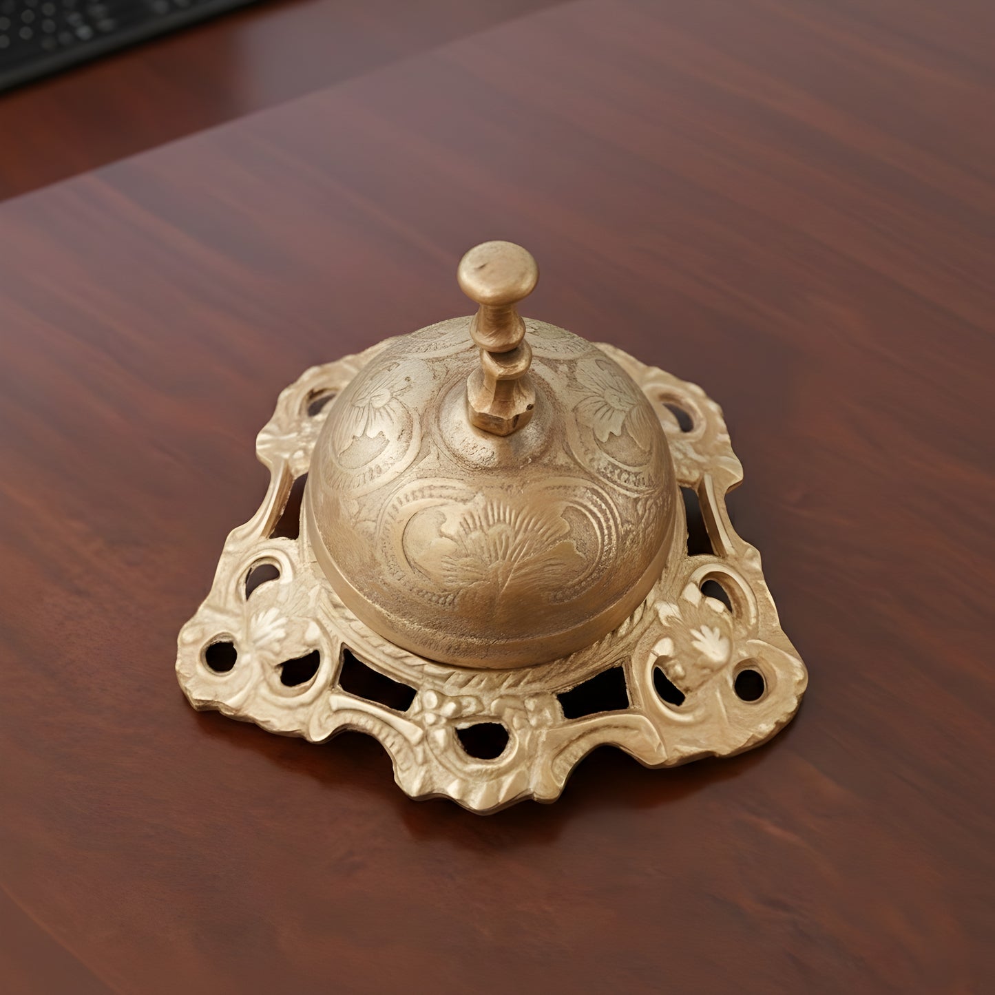 PM/01 - Vintage Pure Brass Very Beautifully Engraved Table Bell | KITCHENWARE | UTENSILS | HOME APPLIANCES