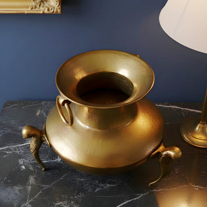 RA/022 | Vintage Rare Pure Brass Very Beautiful Shape Water Pot on Parrot Legs with Handles