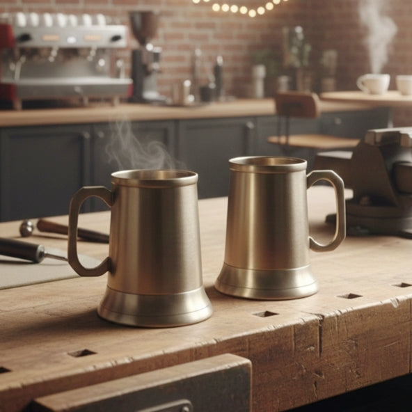 BRAND NEW: NW/004 - Set Of 2 Rare Very Beautiful Solid Brass Mugs | KITCHENWARE | UTENSILS | HOME APPLIANCES