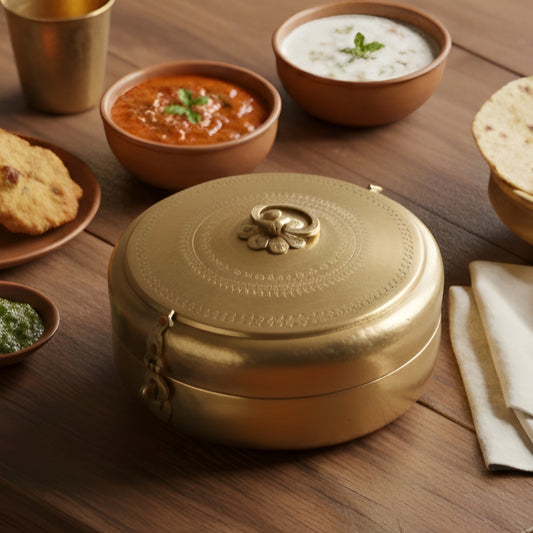 RSB/19 - Vintage Rare Very Beautifully Engraved Pure Brass Roti Dabba | Chapati Box | KITCHENWARE | UTENSILS | HOME APPLIANCES