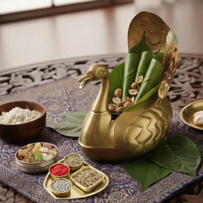 BN/04 - Vintage Very Rare Exquisite Duck Shaped Brass Paan Daan / Betel Nut Box - Full Set | KITCHENWARE | UTENSILS | HOME APPLIANCES