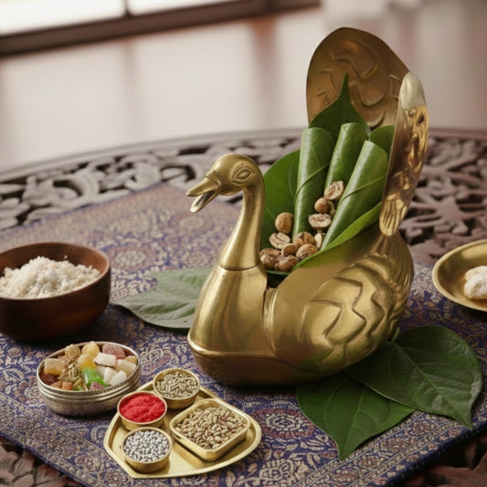 BN/04A - Vintage Very Rare Exquisite Duck Shaped Brass Paan Daan / Betel Nut Box - Full Set | KITCHENWARE | UTENSILS | HOME APPLIANCES
