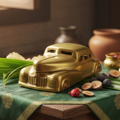 RA/047A | PD007 Vintage Very Rare Exquisite Car Shaped Brass Paan Daan / Betel Nut Box - Full Set