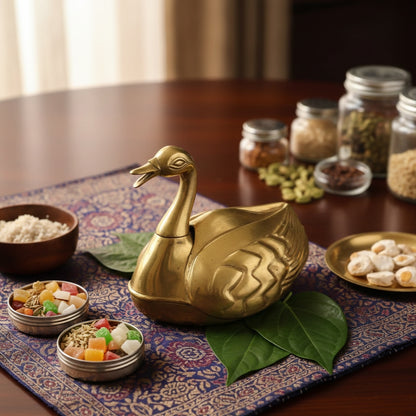 BN/04 - Vintage Very Rare Exquisite Duck Shaped Brass Paan Daan / Betel Nut Box - Full Set | KITCHENWARE | UTENSILS | HOME APPLIANCES