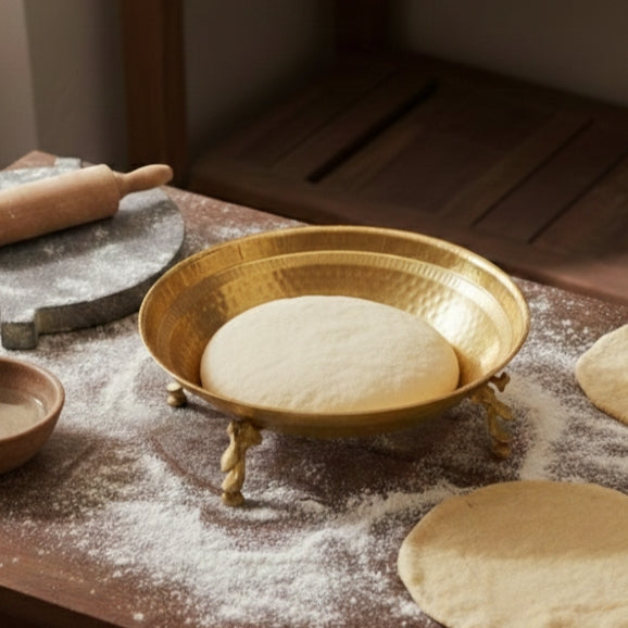 PPL/01 - Original Vintage Pure Brass Parath On Peacock Legs For Dough | KITCHENWARE | UTENSILS | HOME APPLIANCES