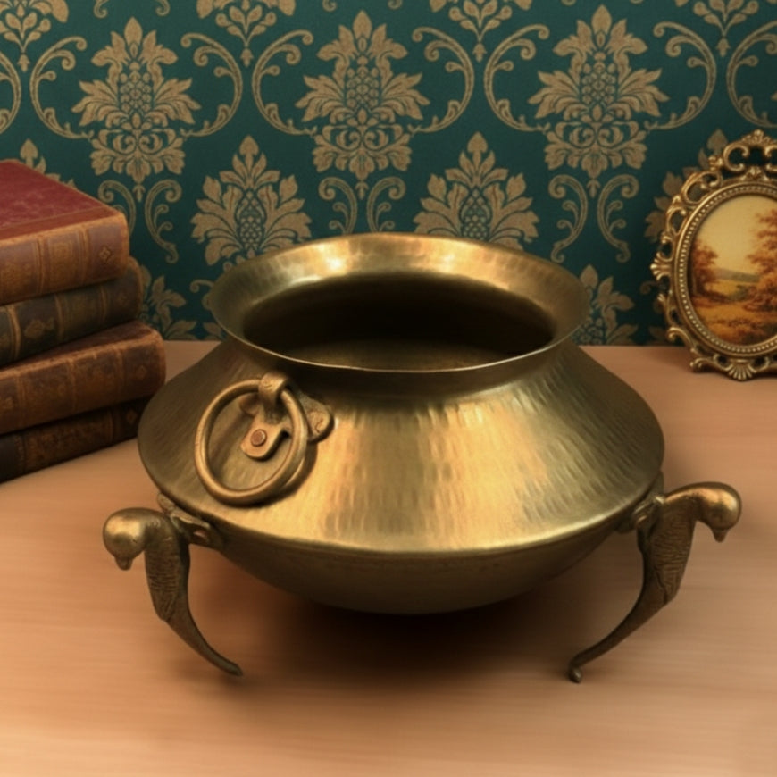 PPL/18 - Vintage Rare Pure Brass Very Beautiful Shape Water Pot on Parrot Legs with Handles | KITCHENWARE | UTENSILS | HOME APPLIANCES