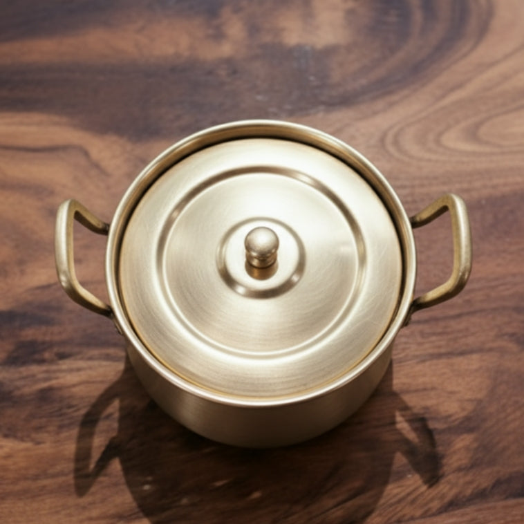 BRAND NEW: NW/015 - 100% Pure Brass Very Rare Cooking Vessel with ( Kalai )-Tin Coating Inside Tradionally Known As "Shakuntala" | KITCHENWARE | UTENSILS | HOME APPLIANCES