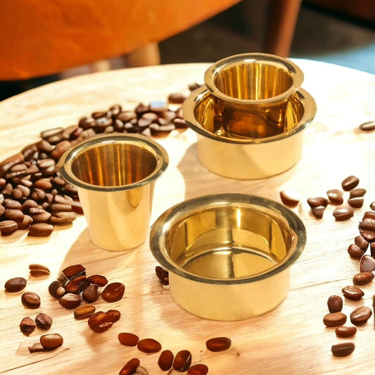 BRAND NEW: NW/076 - Set Of 2  Pure Brass Coffee/Tea Dabara Set - Kumbakonam Traditional Special | KITCHENWARE | UTENSILS | HOME APPLIANCES